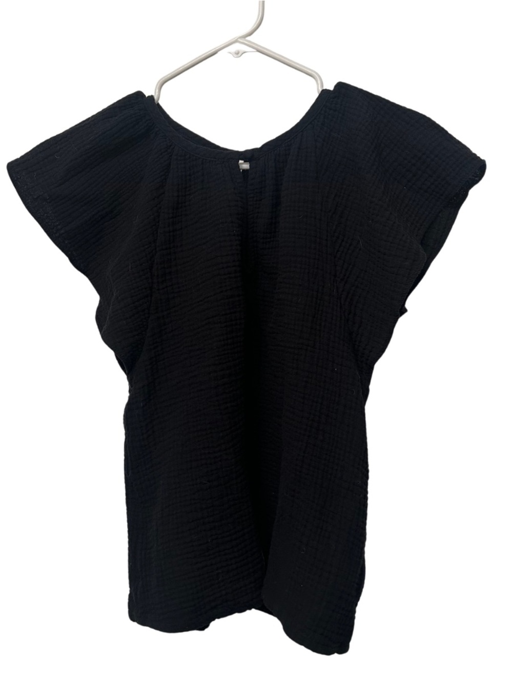 Roan + Ryan Black Textured Flutter Sleeve Women's Top